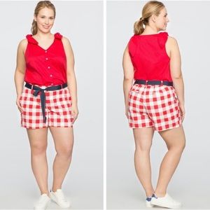 Draper James for ELOQUII Parton Check Shorts No Belt Size 20 Red